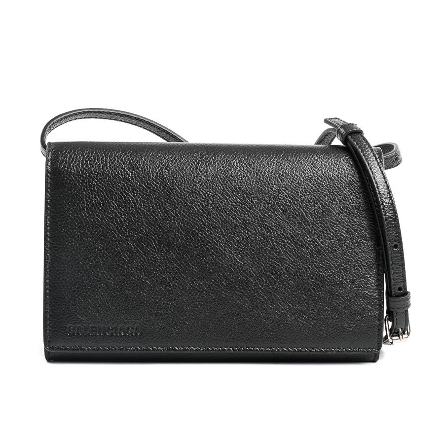 ロングショルダーバッグ ブラック 約W19xH12xD2cm(実寸)