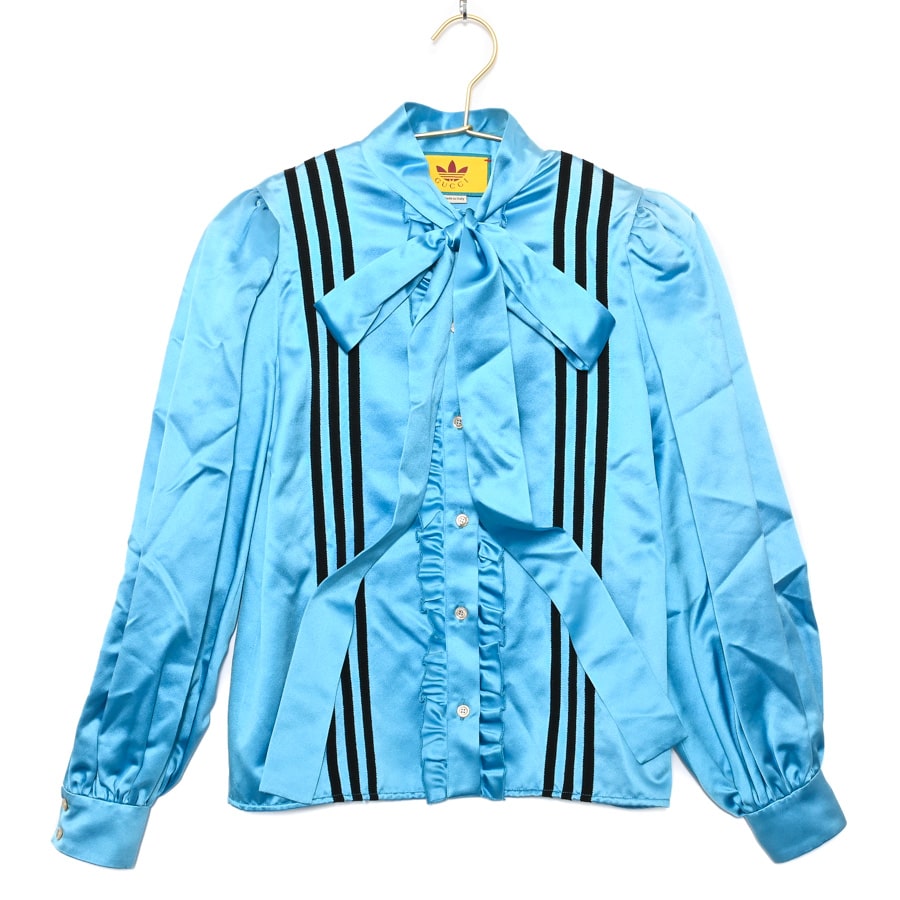 シャツ ブルー メーカーサイズ36/肩幅34x身幅46x着丈56x袖丈60cm(実寸)
