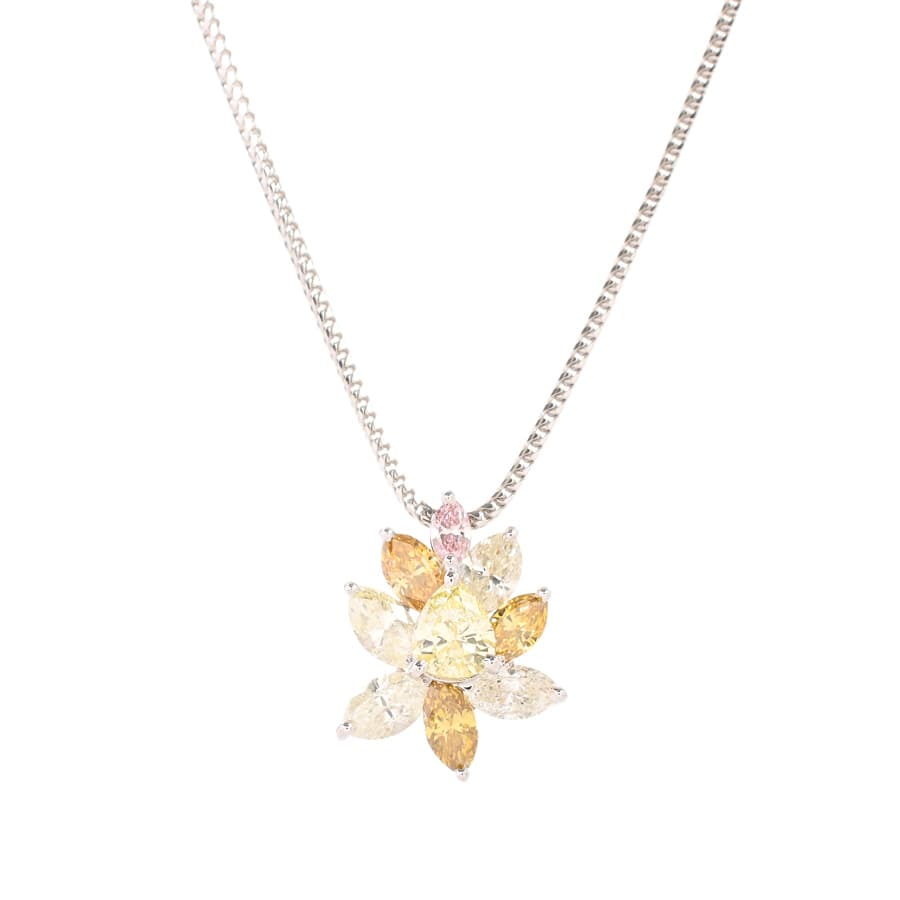 ダイヤ ネックレス チェーン長さ(留め具含):約39cm/チャーム:約W15xH18mm