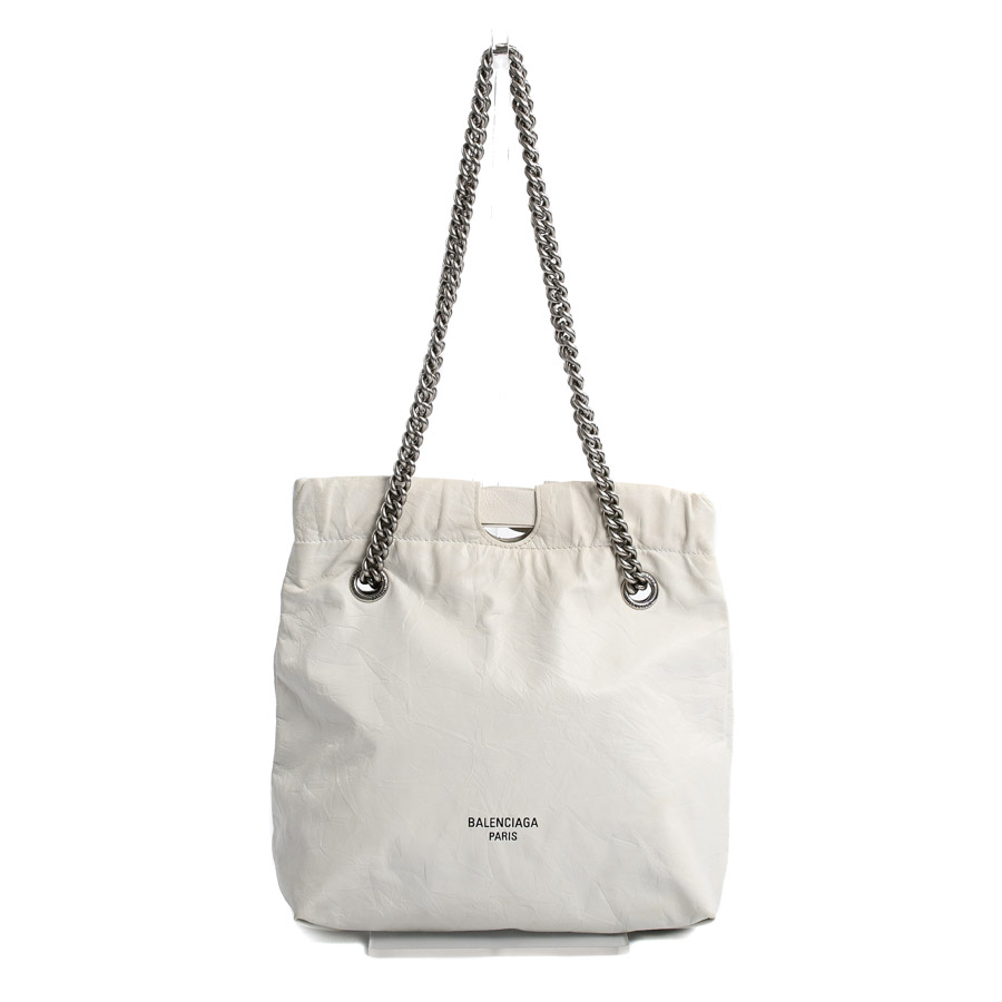 クラッシュショルダートートS ホワイト 約W24xH26xD10.5cm(実寸)