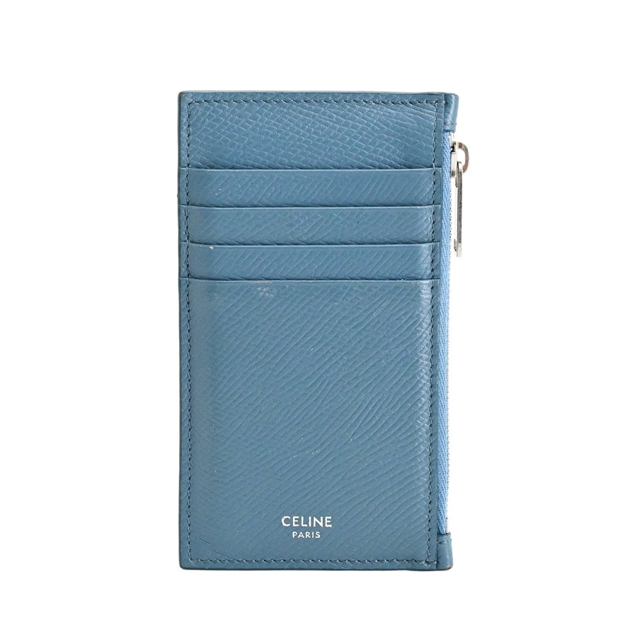 コンパクトジップカードホルダー ブルー 約W7xH13cm(実寸)