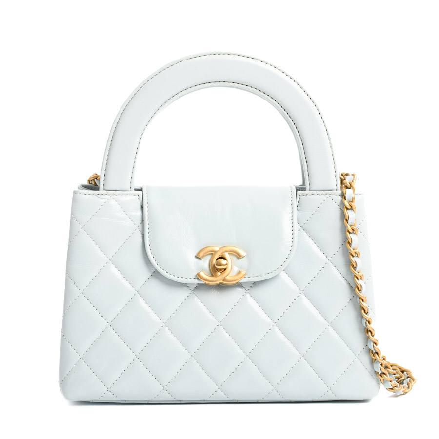 ミニショッピングバッグ ライトブルー 約W18xH12xD6.5cm(実寸)