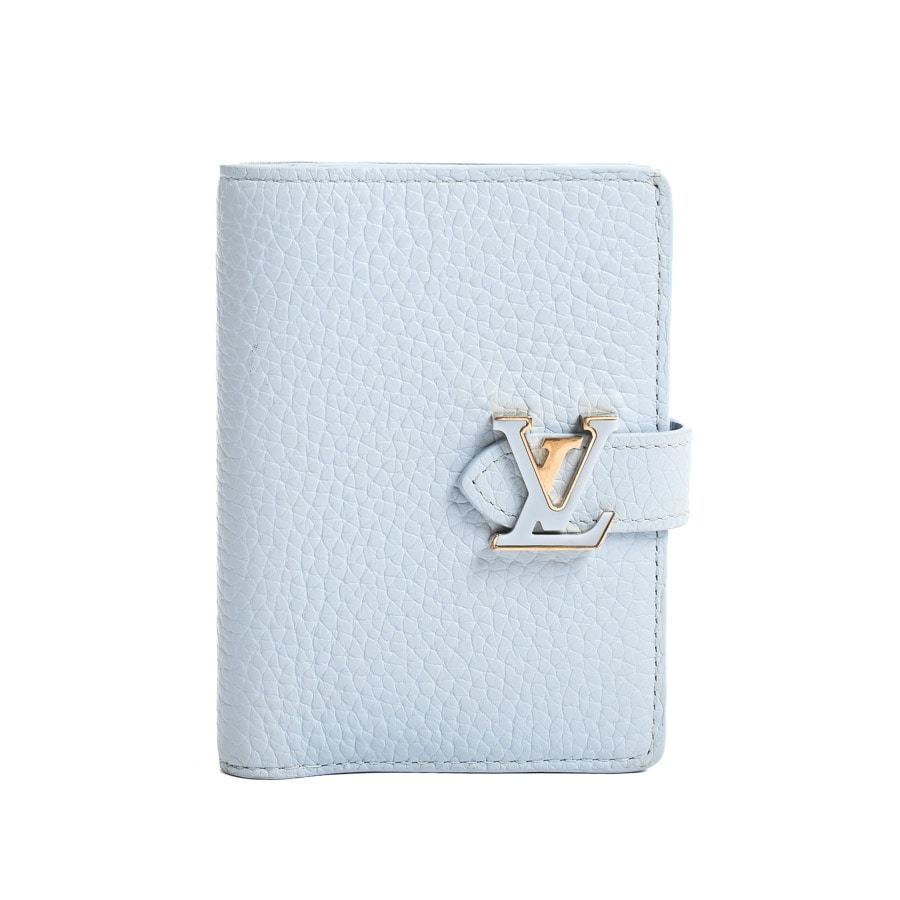 LVヴェルティカルウォレットコンパクト ライトブルー / ブルーオランプ 約W9xH12cm(実寸)