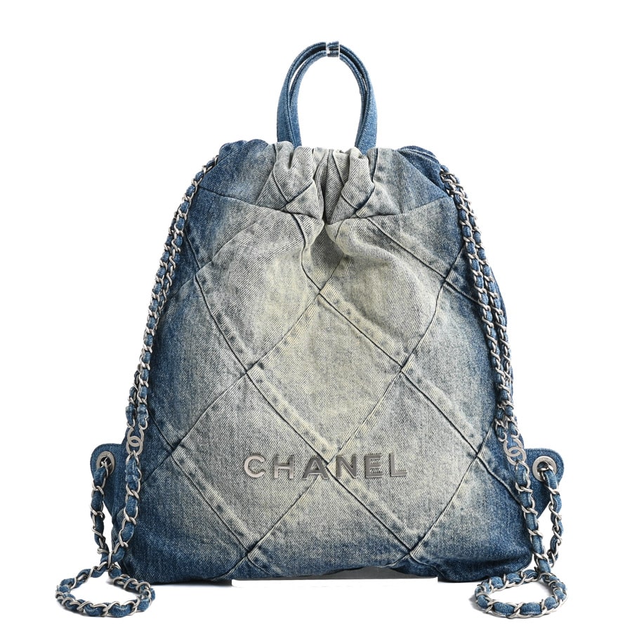 CHANEL22 バックパック ブルー 約W28xH34xD7cm(実寸)