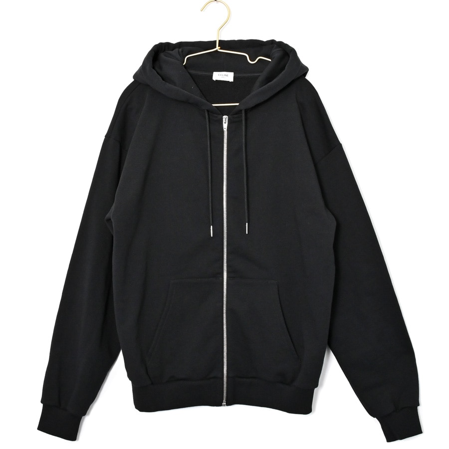 CELINEルーズフーディ ブラック メーカーサイズ#S/肩幅56.5x身幅56x着丈65x袖丈61cm(実寸)