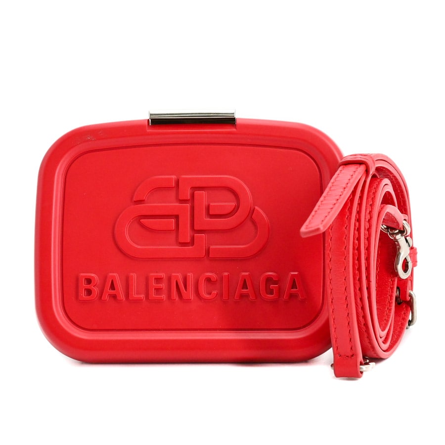 LUNCH BOXショルダー レッド 約W12.5xH9.5xD3.5cm(実寸)