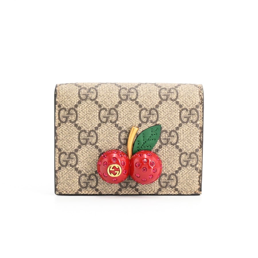 2つ折りコンパクト財布 ベージュ 約W11xH8cm(実寸)