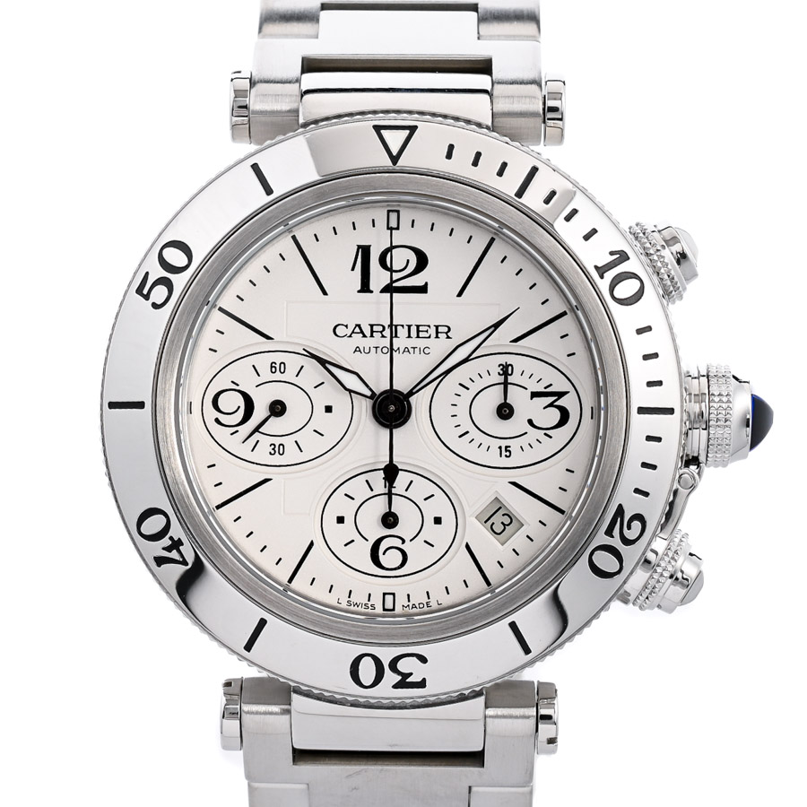 【中古A品】  カルティエ パシャ シータイマー クロノグラフ  W31089M7 ステンレス 銀座