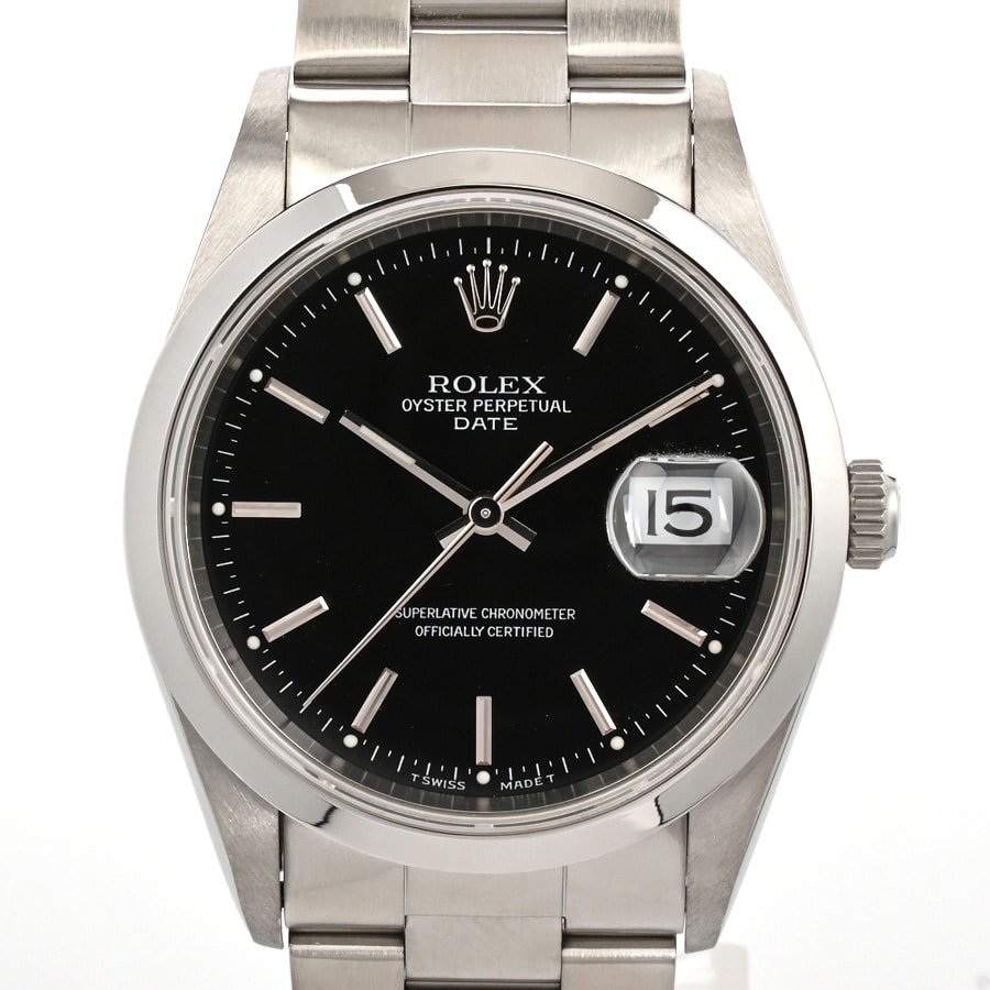 オイスターパーペチュアルデイト ブラック ケース:約34mm/ブレスサイズ:約18cm