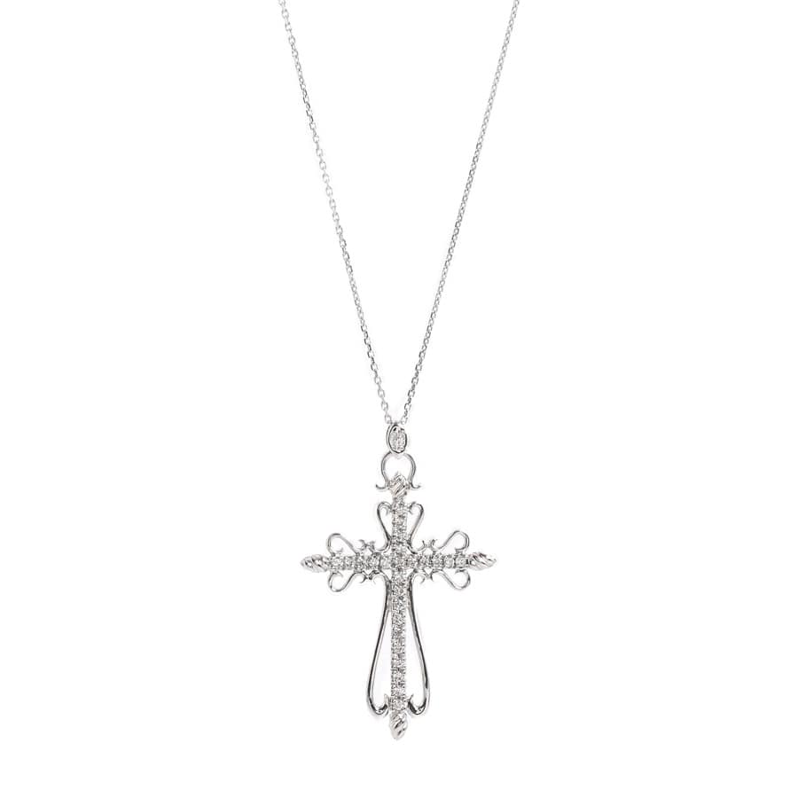 ダイヤ ネックレス チェーン長さ(留め具含):約39.5cm / チャーム:約W24xH37.5mm