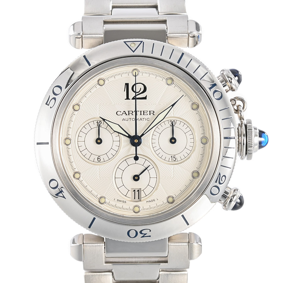 【中古A品】  カルティエ パシャ 38mm クロノグラフ  W31030H3 ステンレス 銀座