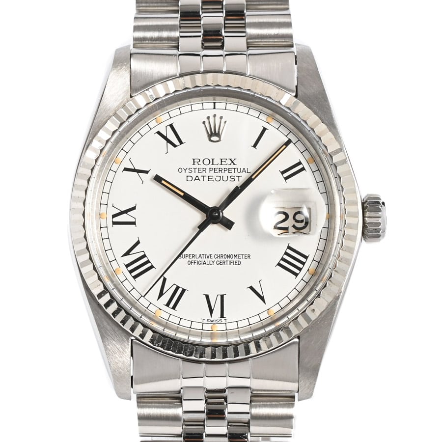 デイトジャスト バックリーダイヤル ホワイトローマン ケース:約36mm/ブレスサイズ:約18.5cm
