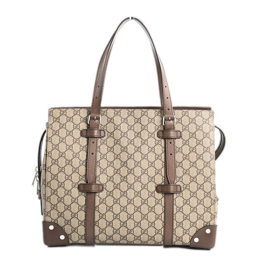 トートバッグ ベージュ/ダークブラウン 約W37xH30xD17cm