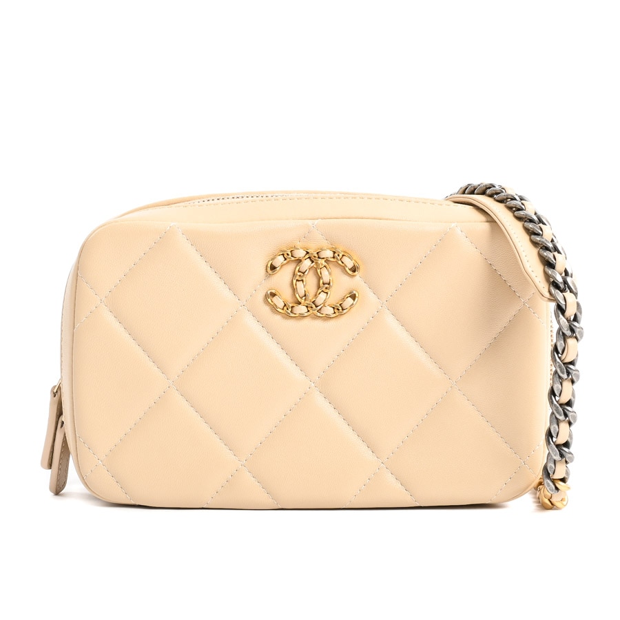 CHANEL19ミニチェーンショルダーバッグ ベージュ 約W18.5xH11.5xD4.5cm(実寸)