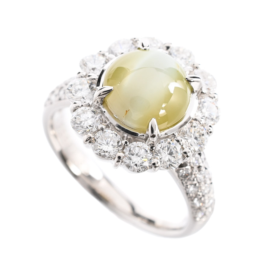 【中古A品】  ノンブランドジュエリー クリソベリルキャッツ リング   プラチナ900 銀座