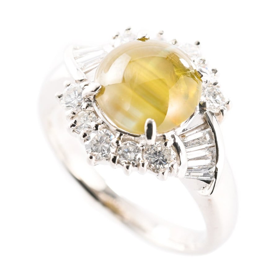 【中古A品】  ノンブランドジュエリー クリソベリルキャッツ リング   プラチナ900 銀座