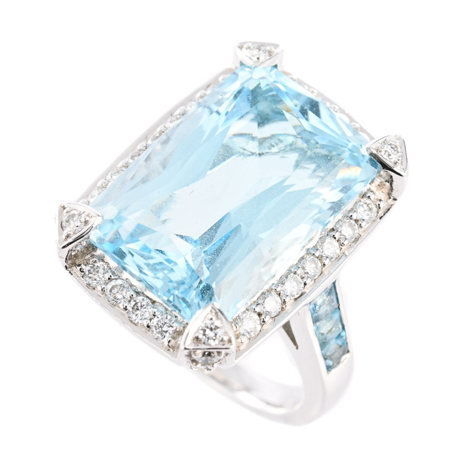 【中古A品】  ノンブランドジュエリー トパーズ リング   K18ホワイトゴールド 銀座