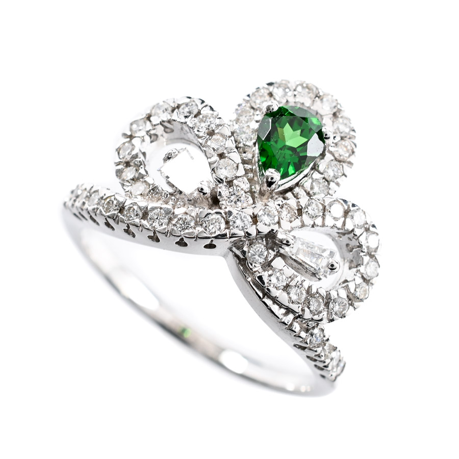 【中古A品】  ノンブランドジュエリー グリーンガーネット リング   K18ホワイトゴールド 横浜関内店