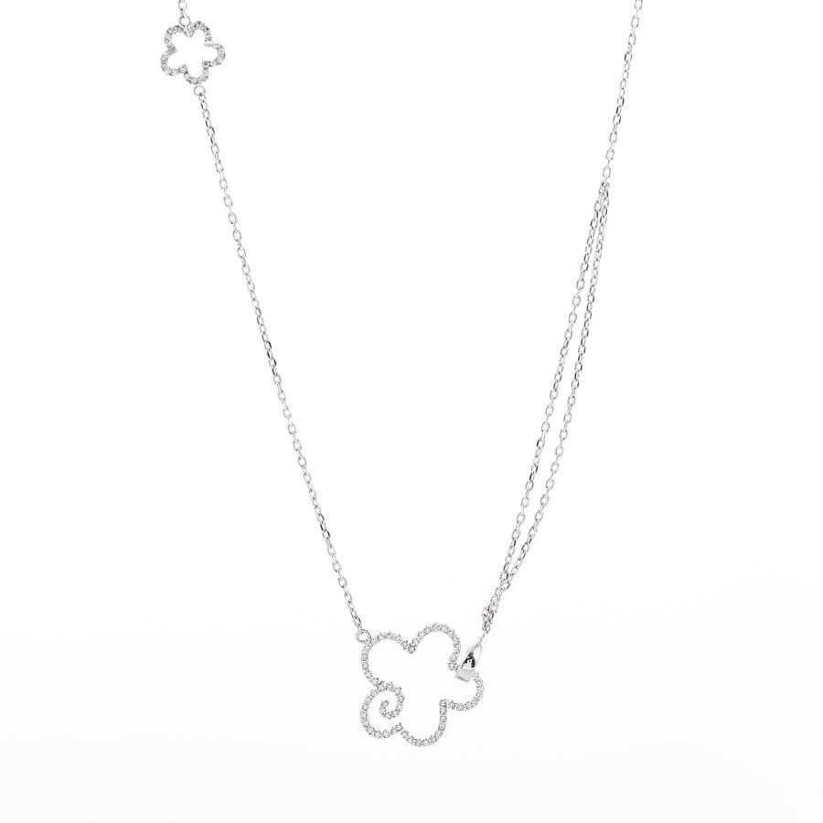 【中古A品】  ノンブランドジュエリー ダイヤ ネックレス   K18ホワイトゴールド/K14ホワイトゴールド(K18WG/K14WG) 横浜関内店