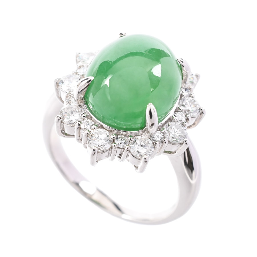 【中古A品】  ノンブランドジュエリー ヒスイ リング   プラチナ900 銀座