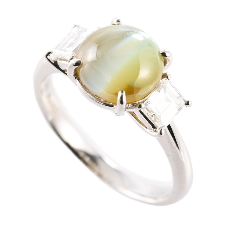 【中古A品】  ノンブランドジュエリー キャッツアイ リング   プラチナ950 銀座