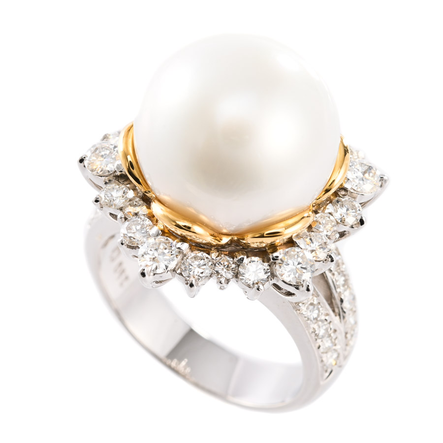 【中古A品】  ノンブランドジュエリー パール リング   K18YG/WG 銀座