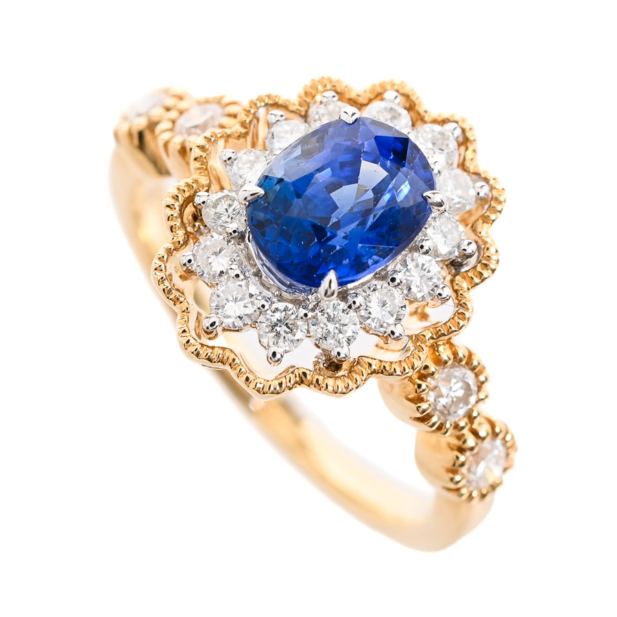 【中古A品】  ノンブランドジュエリー サファイア リング   K18YG/WG 元町本店