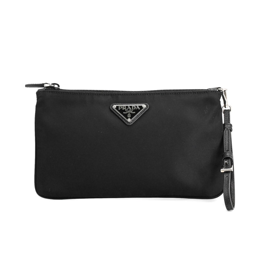 フラットポーチ ブラック 約W25xH14cm(実寸)