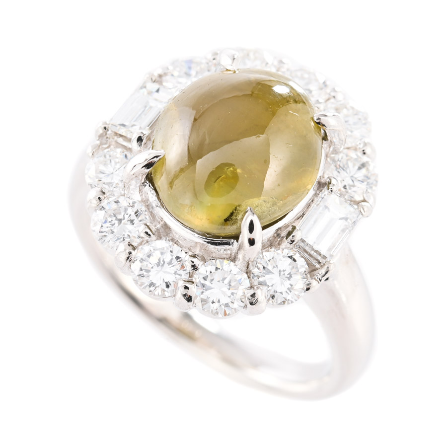 【中古A品】  ノンブランドジュエリー クリソベリルキャッツ リング   プラチナ900 銀座