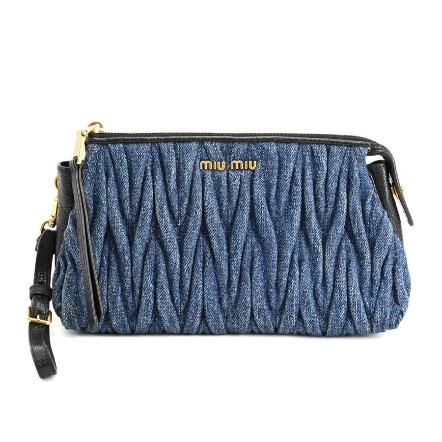 【中古A品】  ミュウミュウ 巾着ポーチ   デニム 元町本店