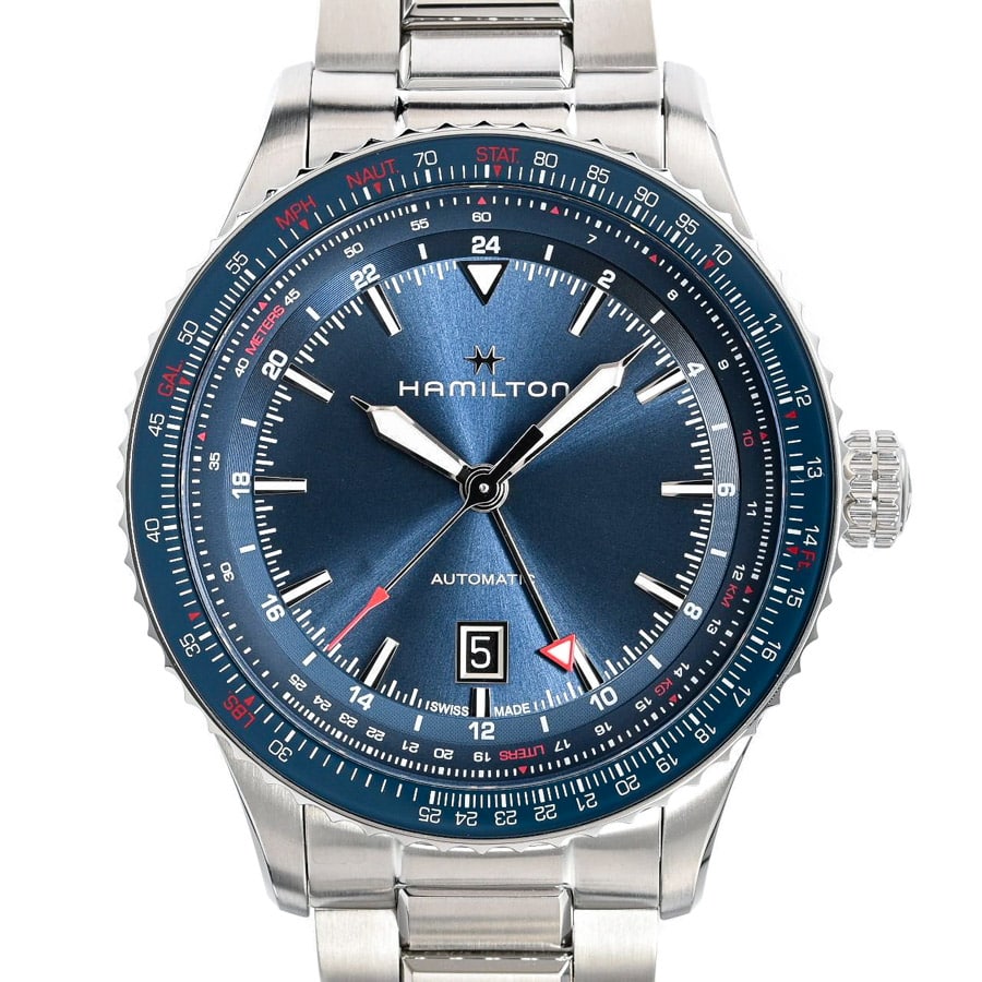 カーキ アビエーション コンバーターオート GMT ブルー ケース:約44.5mm(実寸)/ブレスサイズ:約20.5cm