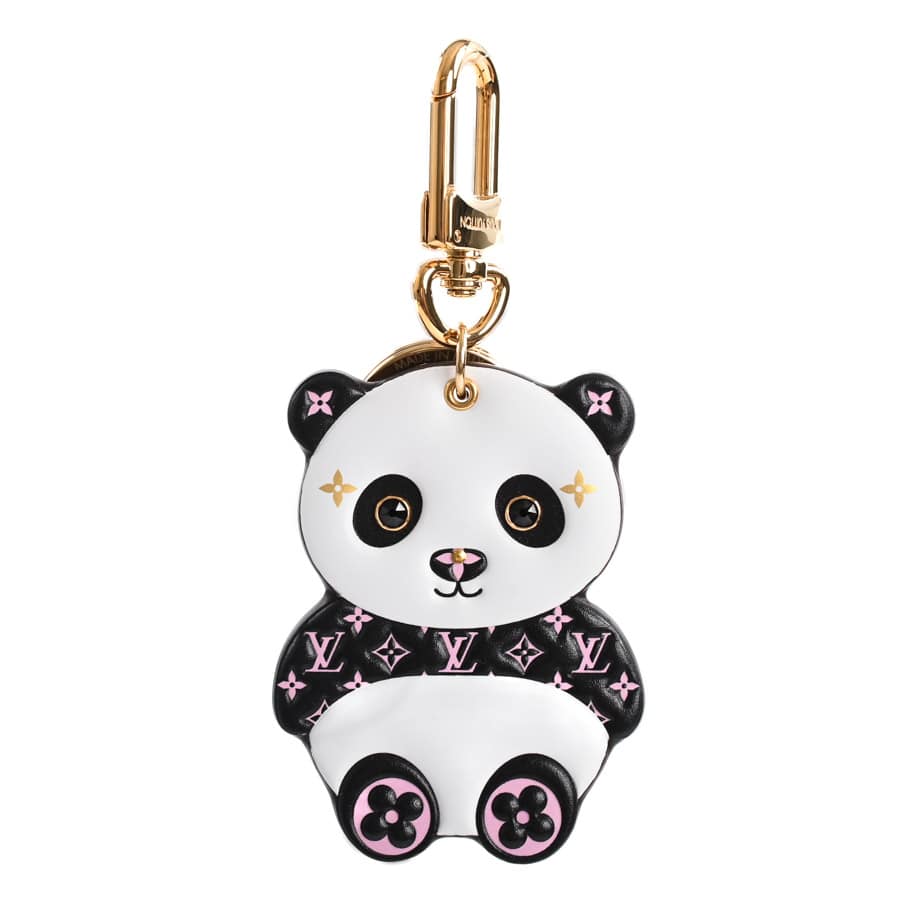 ポルトクレLVパンダ ホワイト/ブラック / ピンク 金具含む全長12.5xチャーム:約W5.5xH7.5cm