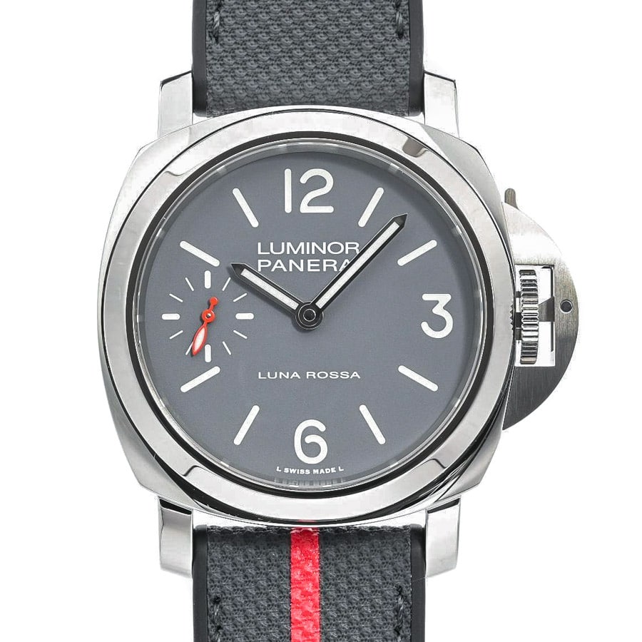 ルミノール トレ ジョルニ ルナ ロッサ グレー ケース:約44mm