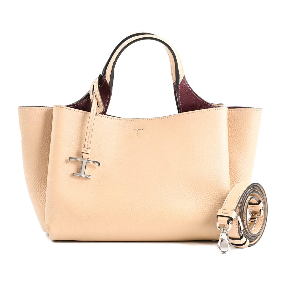 Tタイムレス2WAYハンドバッグ ベージュ 約W26xH19xD16.5cm(実寸)