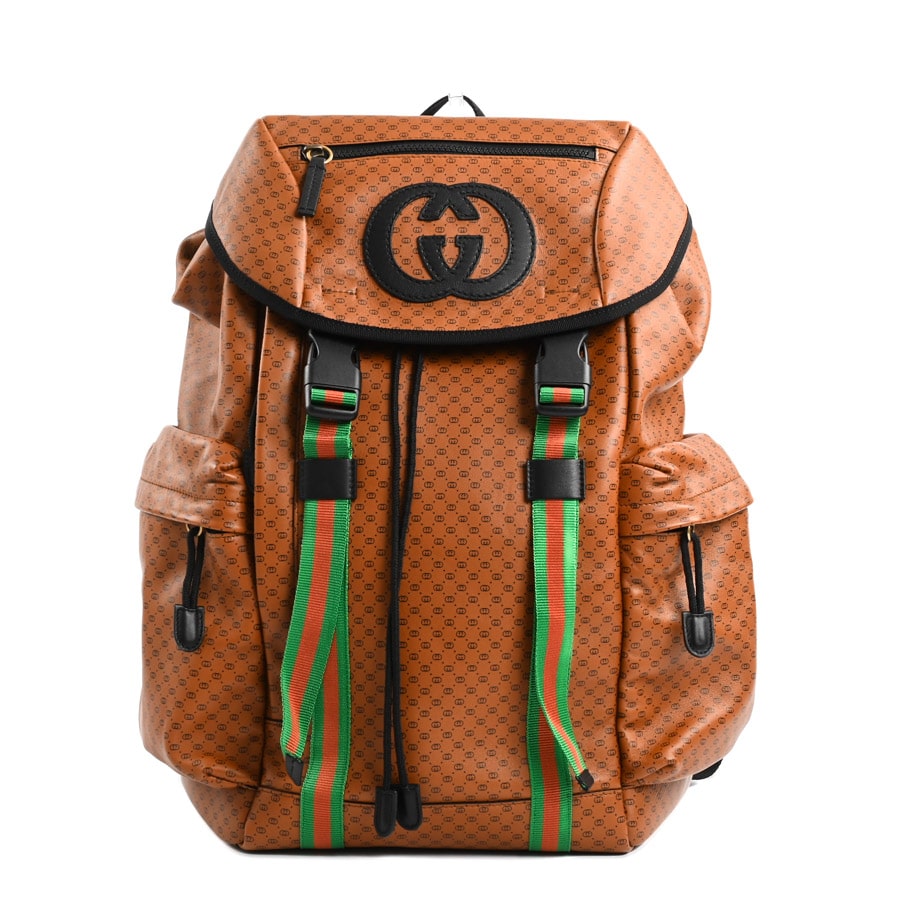 GGパターンダッパーダンバックパック ブラウン 約W32.5xH46xD14cm(実寸)