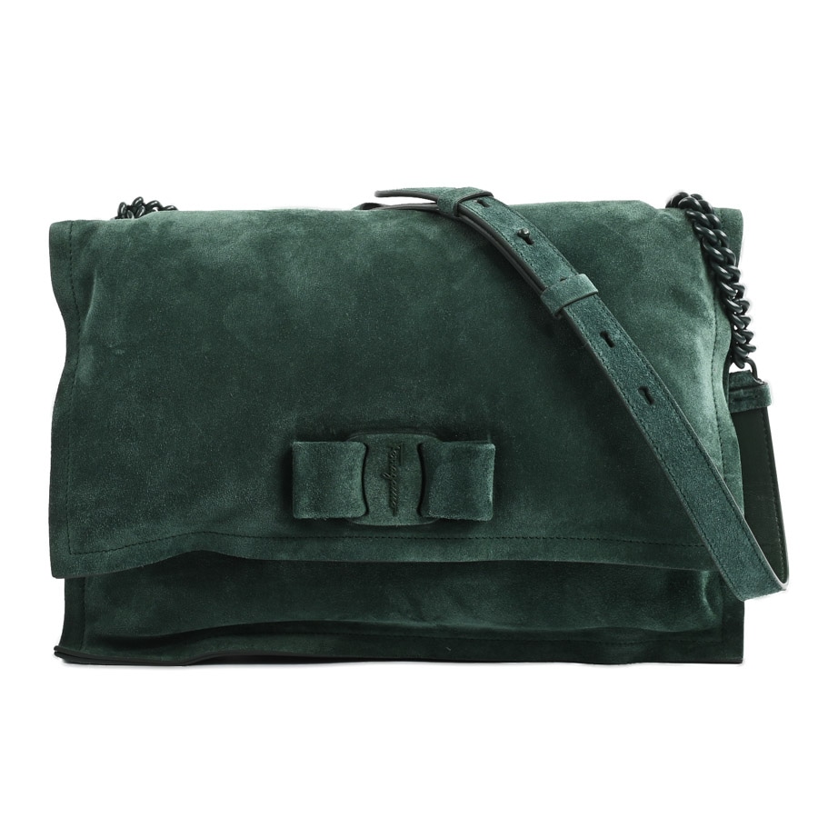 ショルダーバッグ ダークグリーン 約W31.5xH21cm(実寸)