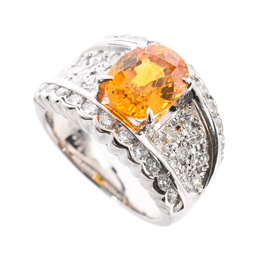 【中古A品】  ノンブランドジュエリー ゴールデンサファイア リング   プラチナ900 銀座