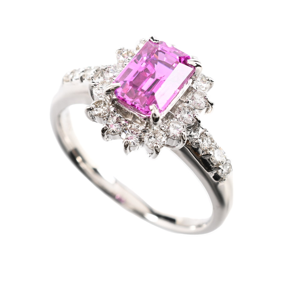 【中古A品】  ノンブランドジュエリー ピンクサファイア リング   プラチナ900 銀座