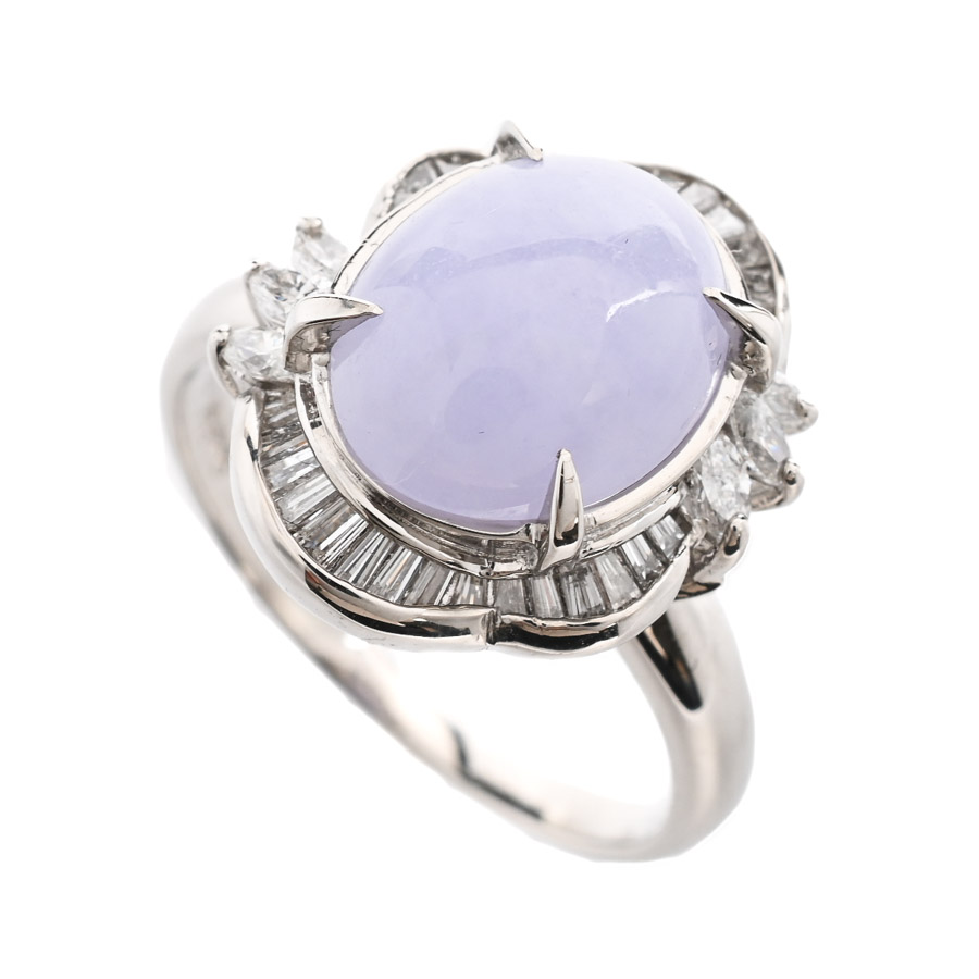 【中古A品】  ノンブランドジュエリー ラベンダー翡翠 リング   プラチナ900 元町本店