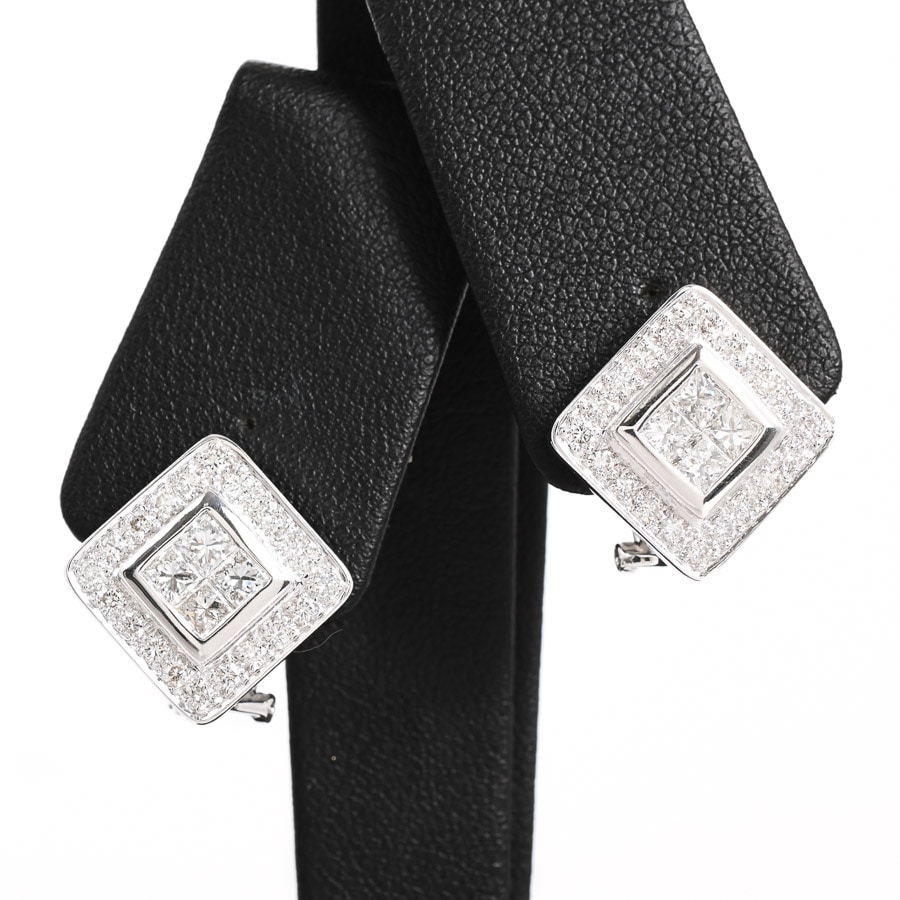 【中古A品】  ノンブランドジュエリー ダイヤ ピアス   K18ホワイトゴールド 横浜関内店