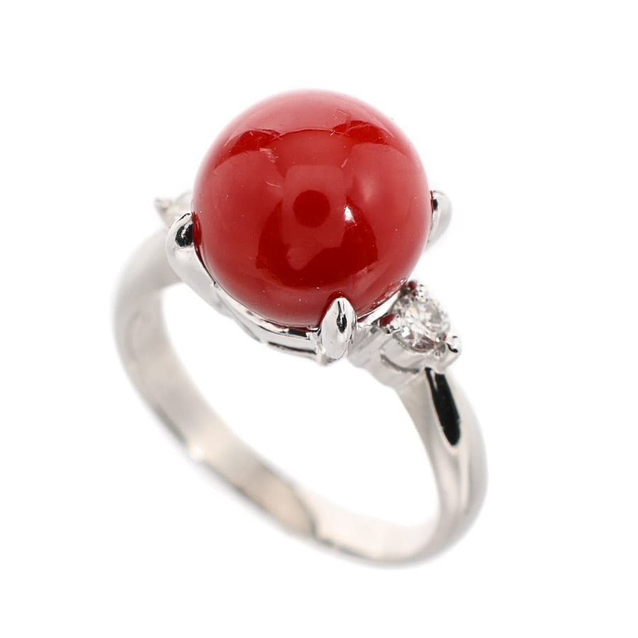 【中古A品】  ノンブランドジュエリー サンゴ リング   プラチナ900 横浜関内店