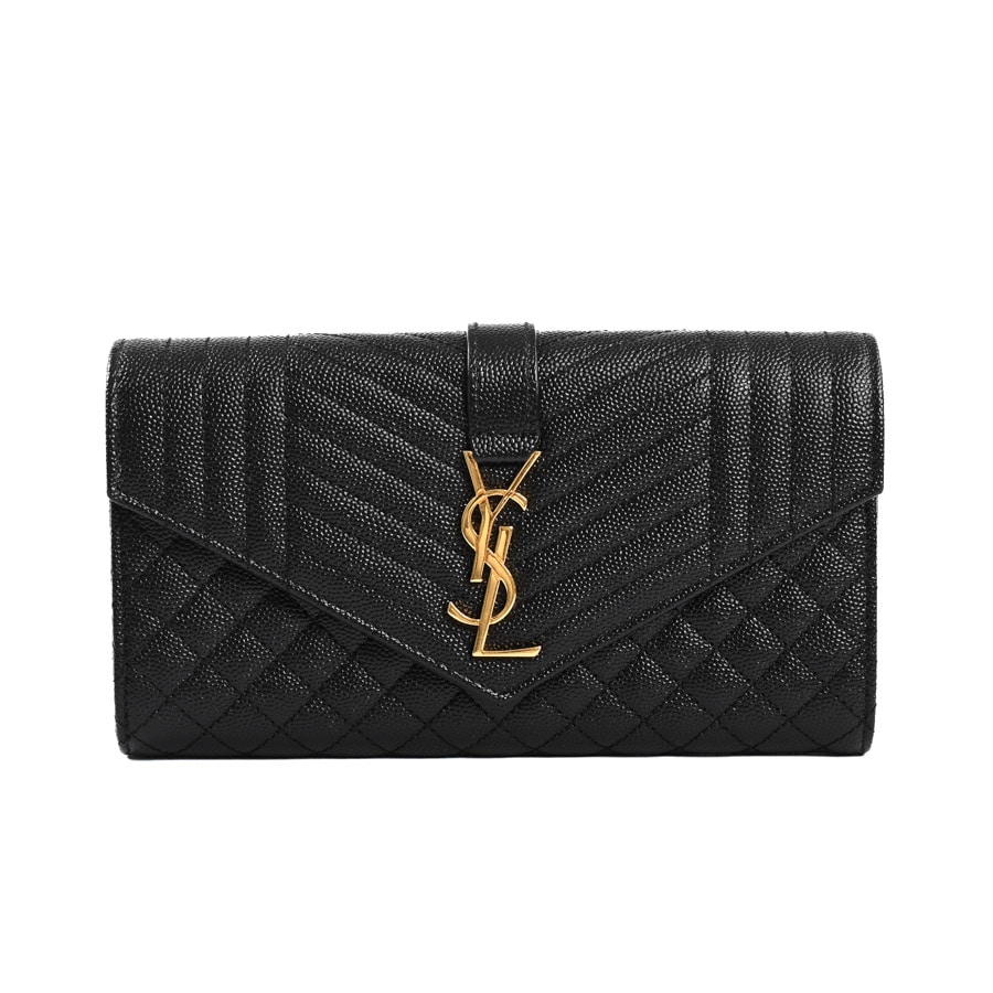 ラージフラップウォレット ブラック 約W19xH11cm(実寸)