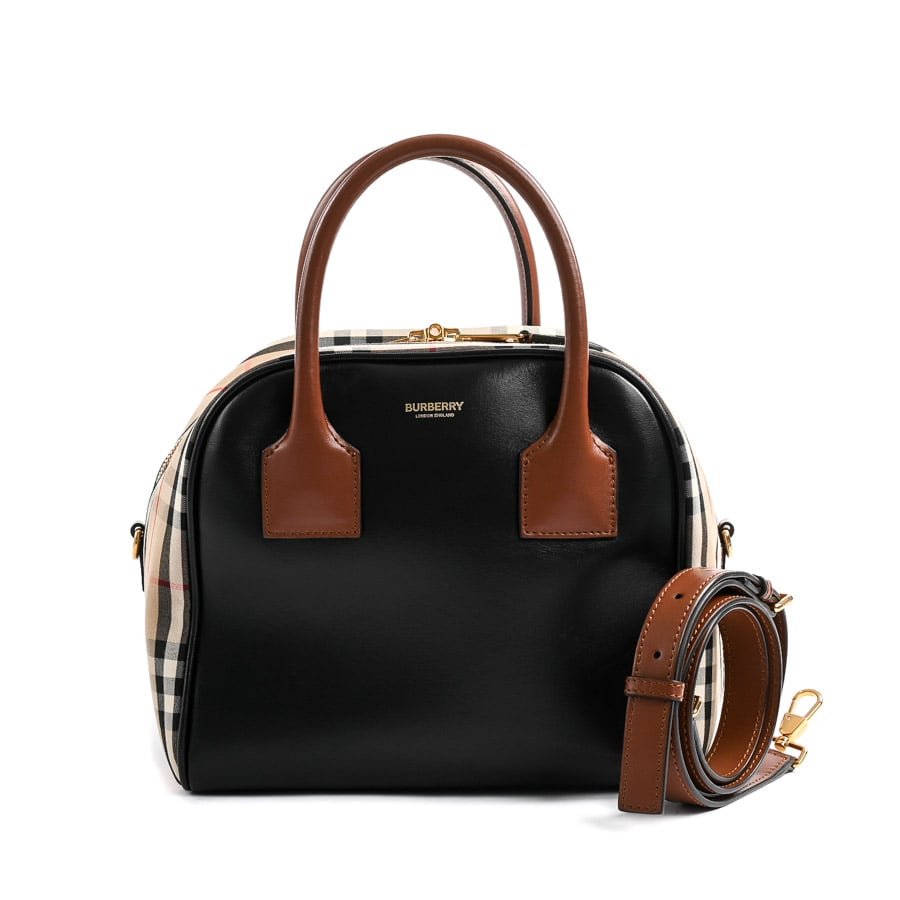 ハンドバッグ ブラック/ブラウン 約W22.5xH18xD18cm(実寸)