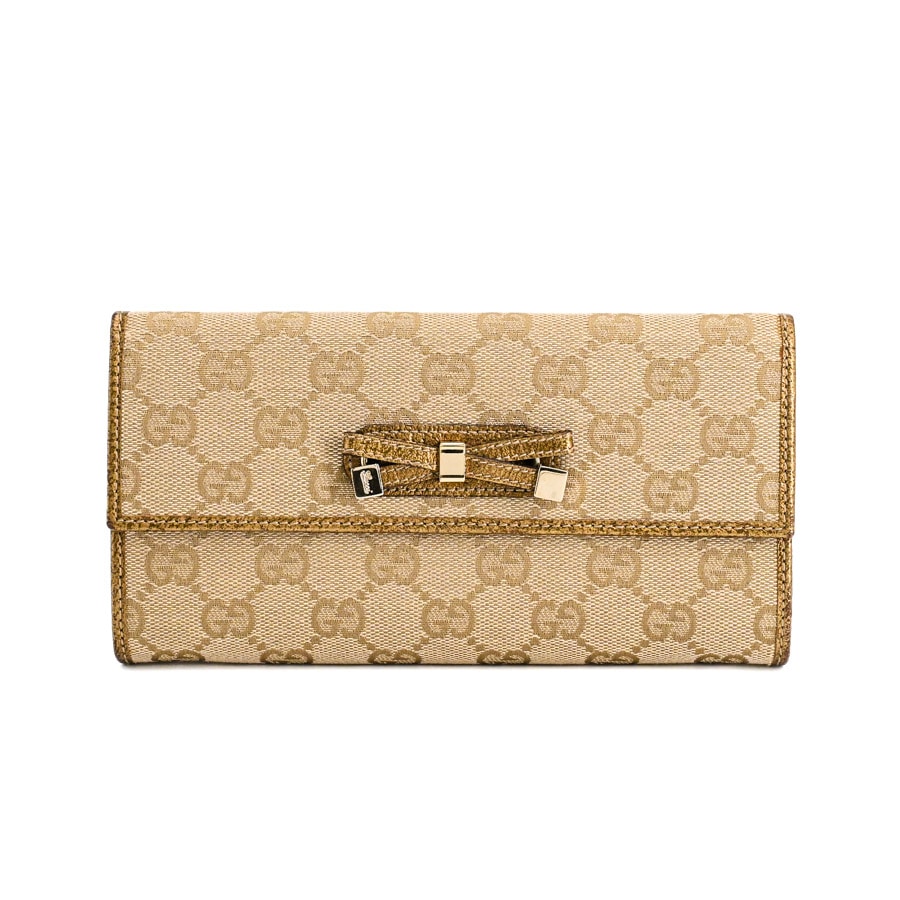 長財布 ブラウン / ゴールド 約W19xH10cm(実寸)