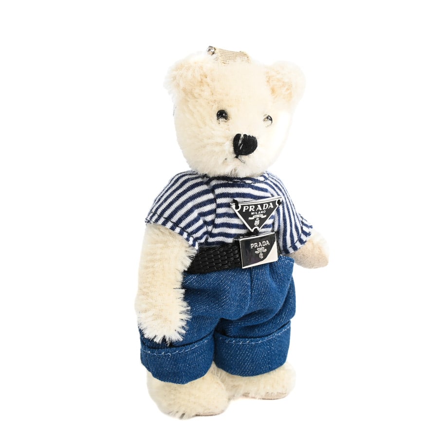 メタルリングツキTeddyキーチェーンチャーム ホワイト 金具含む全長16cm/チャーム:約W12x最大H8cm