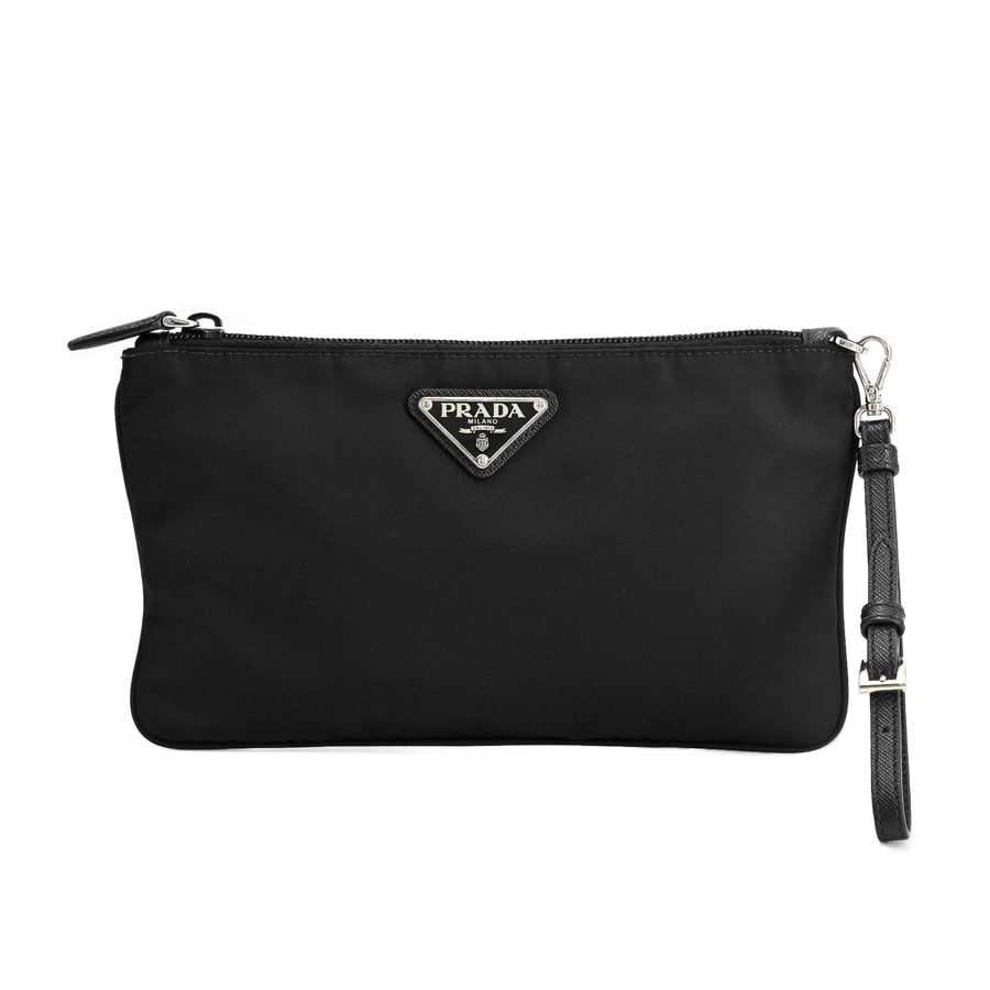 フラットポーチ ブラック 約W24xH14cm(実寸)