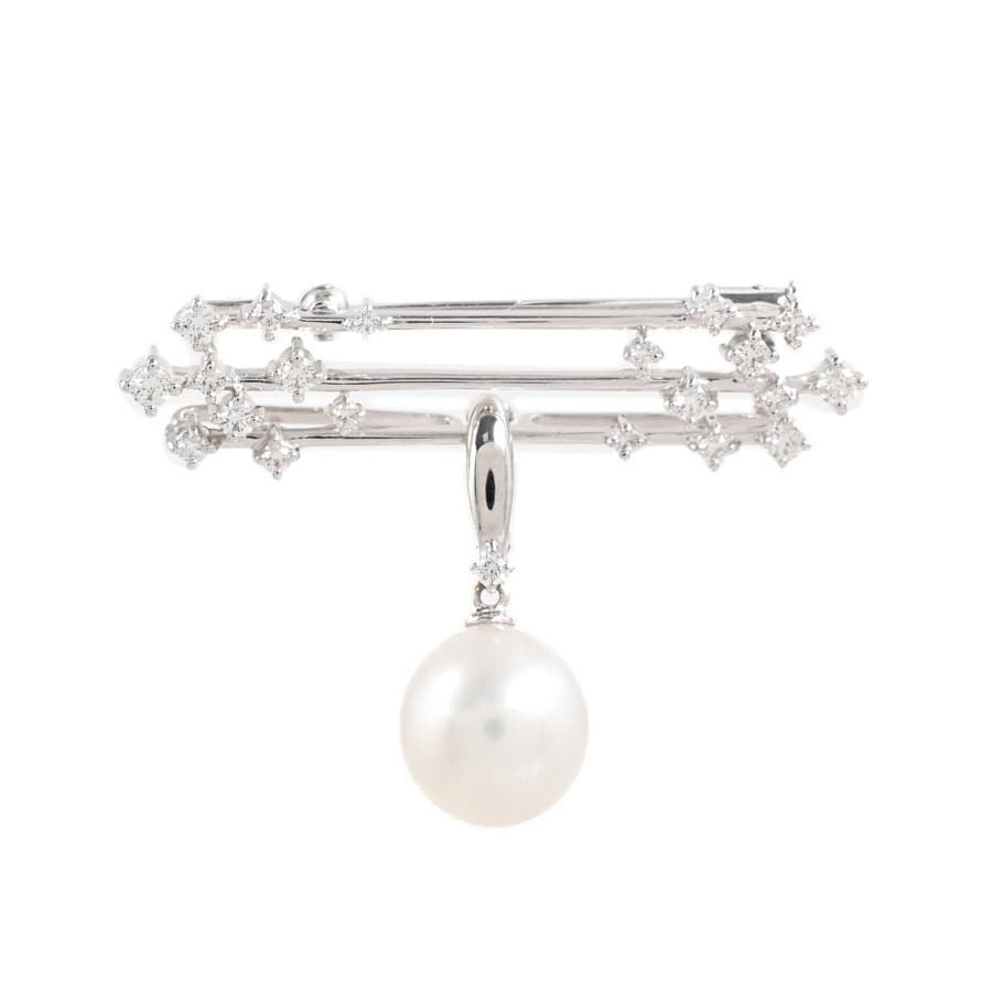 【中古B品】  タサキ パール ブローチ   K18ホワイトゴールド(K18WG) 銀座