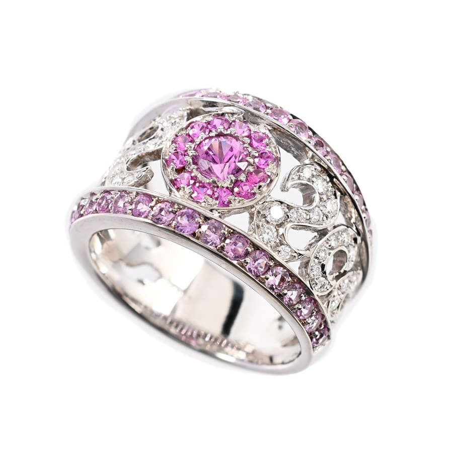 【中古A品】  ノンブランドジュエリー ピンクサファイア リング   K18ホワイトゴールド 横浜関内店