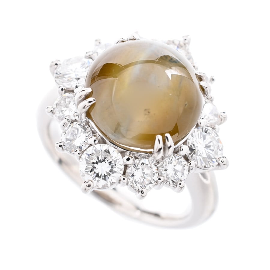 【中古A品】  ノンブランドジュエリー クリソベリルキャッツ リング   プラチナ900 銀座