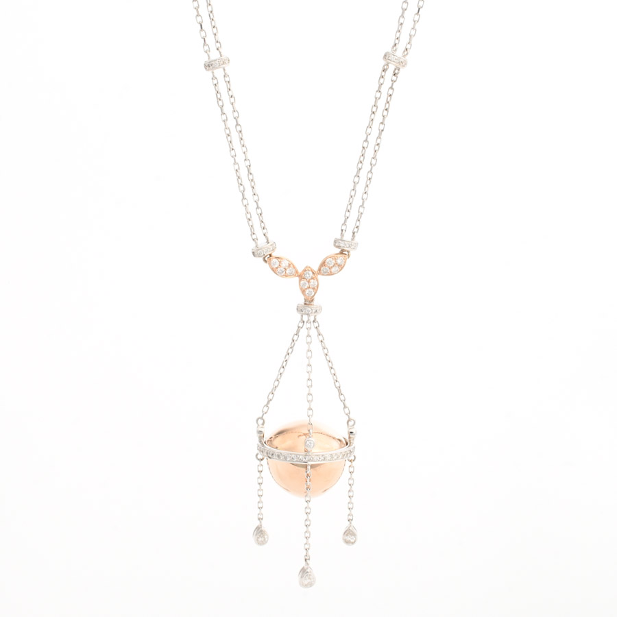 【中古A品】  ノンブランドジュエリー ダイヤ ネックレス   K18ホワイトゴールドプラチナ 銀座